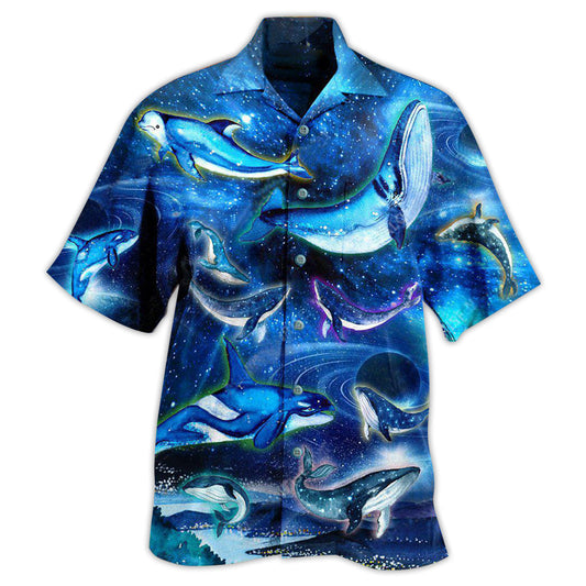 Cosmic Whale In Fantasy Space Hawaiian Shirt For Summer Vacation Beach Travel And Relaxed Casual Wear
