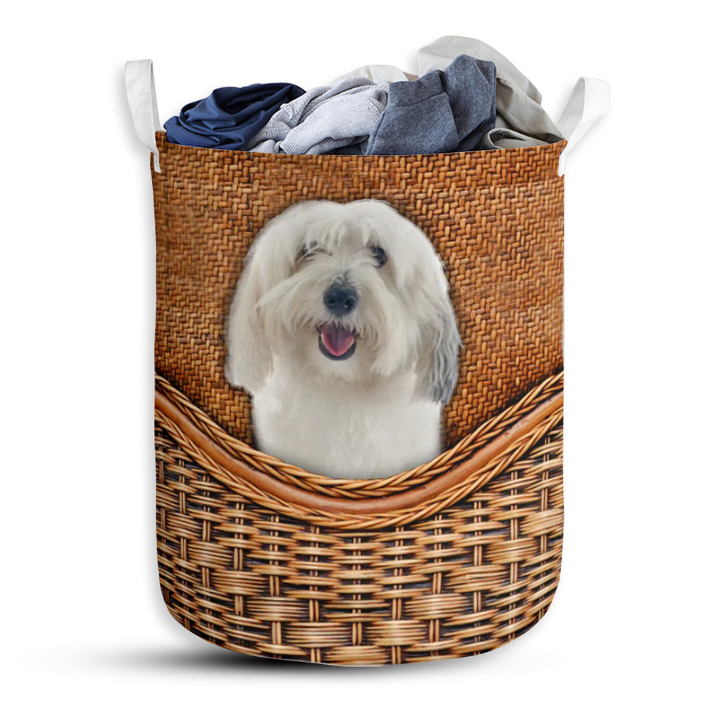 Coton De Tulear Dog Rattan Texture Laundry Basket For Bathroom Bedroom Storage