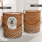Coton De Tulear Dog Rattan Texture Laundry Basket For Room Home Organizer
