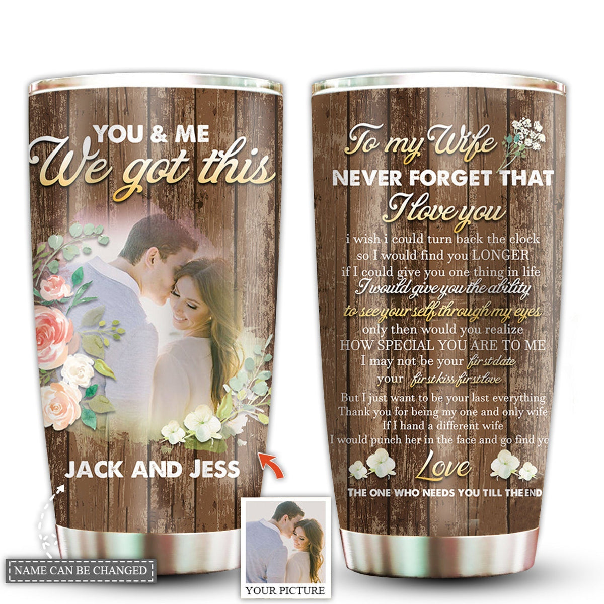 You And Me Couple Love You Forever Custom Photo 20 Oz Tumbler For Coffee Travel And Daily Drinks