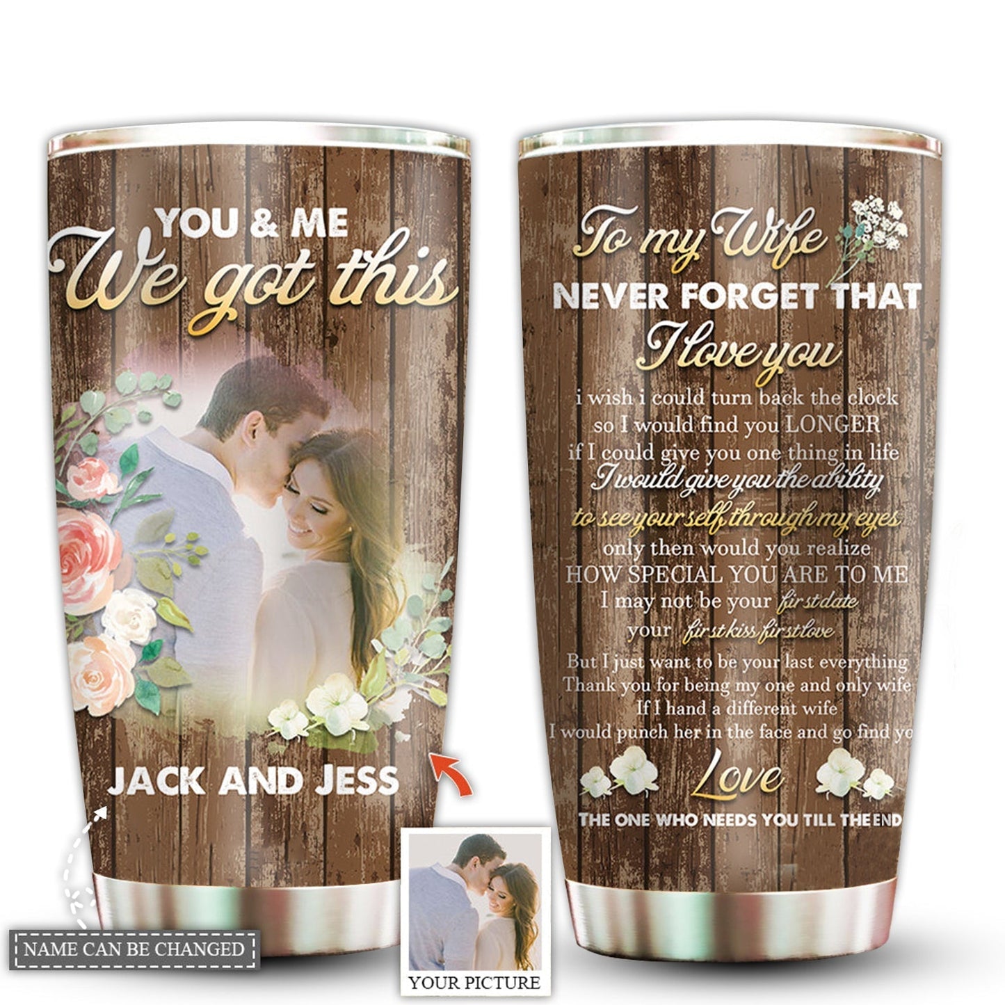 You And Me Couple Love You Forever Custom Photo 20 Oz Tumbler For Coffee Travel And Daily Drinks