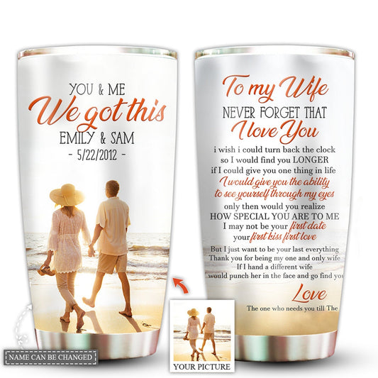 You And Me Couple To My Wife Custom Photo 20 Oz Tumbler For Coffee Travel And Daily Drinks