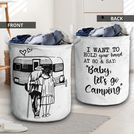Couple Camping Let's Go Laundry Basket For Bathroom Bedroom Storage