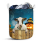 Cow And Pumpkin Halloween Night Laundry Basket For Bathroom Bedroom Storage