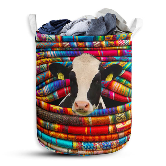 Cow Colorful Fabric Style Laundry Basket For Bathroom Bedroom Storage