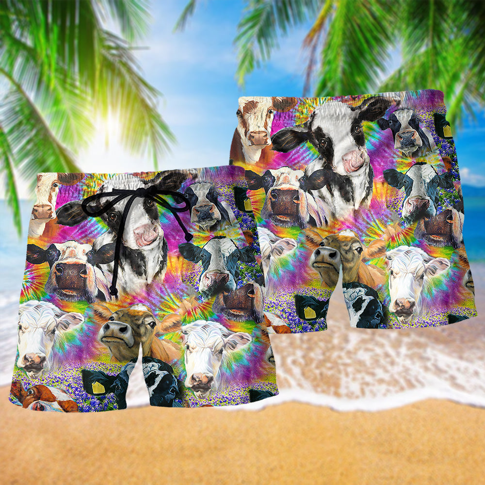 Cow Beach Shorts Pattern Detail For Tropical Escapes And Easy Warm Weather Wear