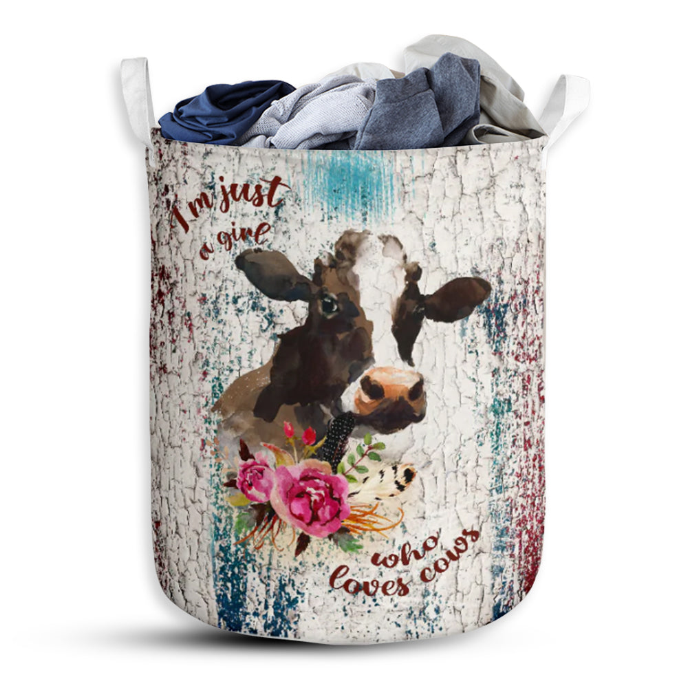 Cow Grunge Wood Laundry Basket For Bathroom Bedroom Storage