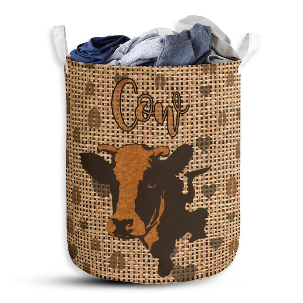 Cow Heart Brown Laundry Basket For Bathroom Bedroom Storage