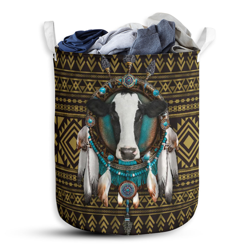 Cow Native American Laundry Basket For Bathroom Bedroom Storage