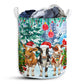 Cow Snow Christmas Laundry Basket For Bathroom Bedroom Storage