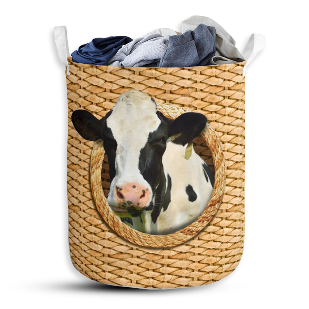 Cow Woven Laundry Basket For Bathroom Bedroom Storage