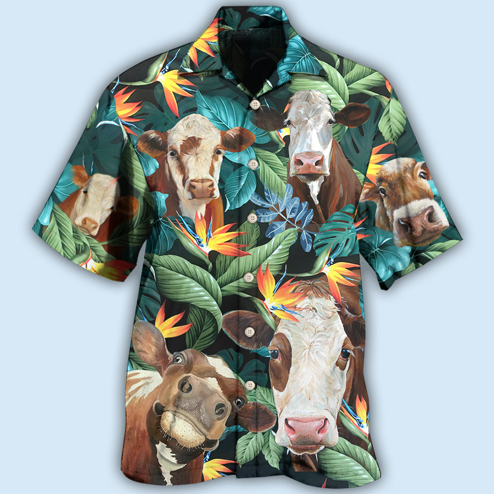 Tropical Cows Hawaiian Shirt For Tropical Holidays, Outdoor Gatherings, And Everyday Comfort