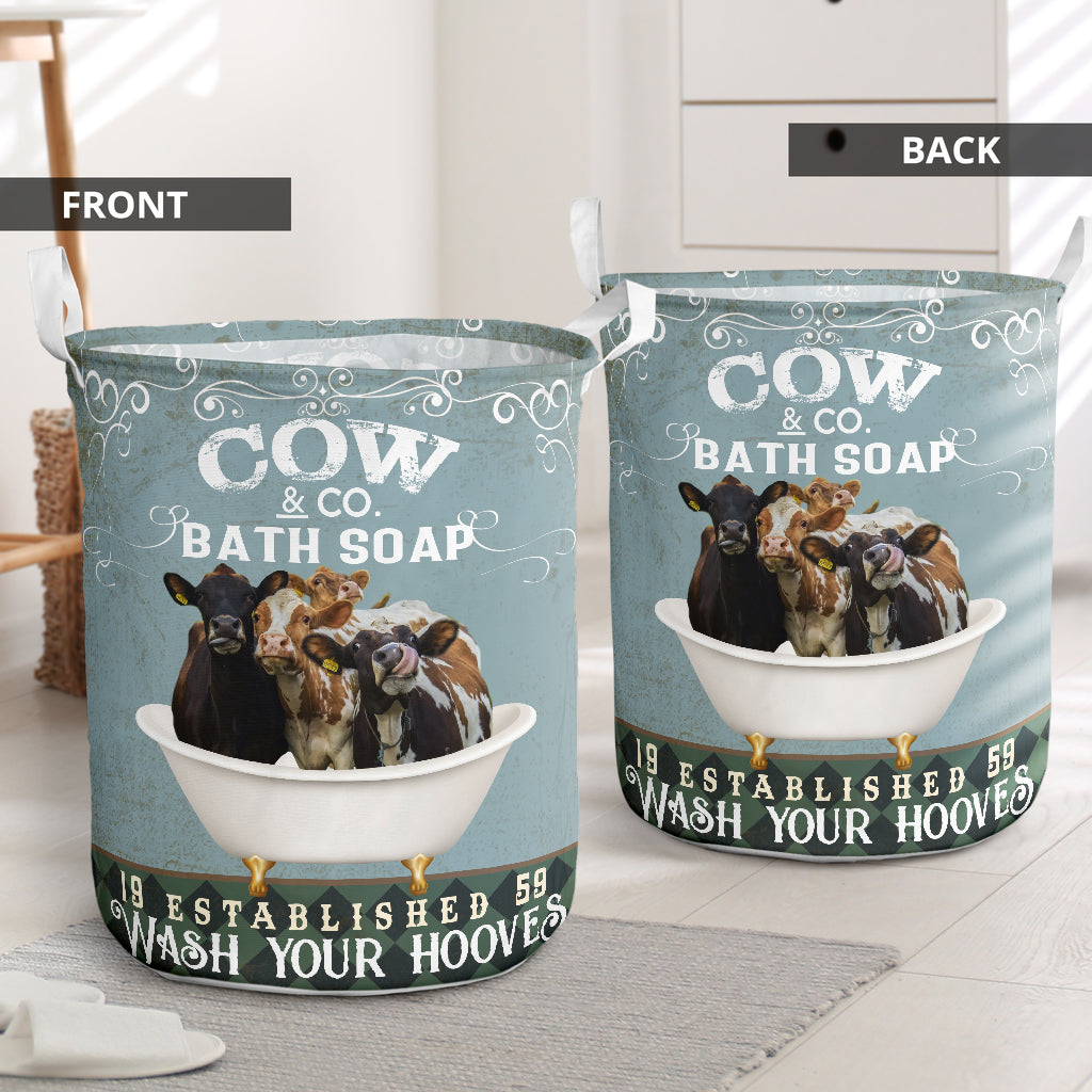 Cow Bath Soap Style Laundry Basket For Room Home Organizer