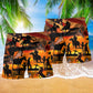 Sunset Cowboy Americana Beach Shorts Pattern Detail For Coastal Travel And Comfortable Daily Use