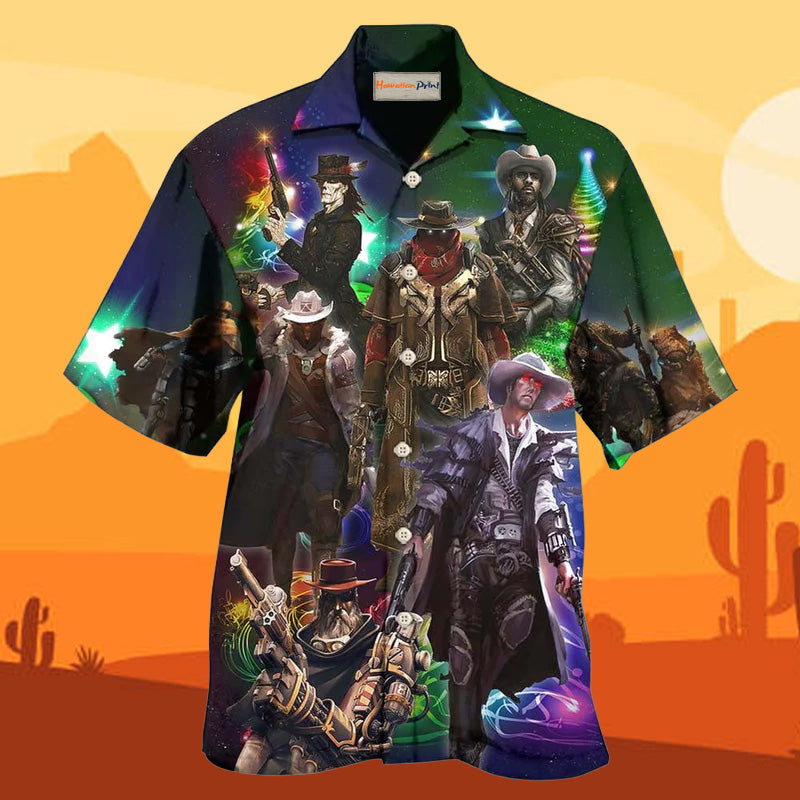 Vintage Cowboy Band Christmas Hawaiian Shirt For Coastal Adventures And Warm Weather Wear