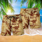 Yellow Cowboy Dinosaur Beach Shorts Pattern Detail For Coastal Travel And Comfortable Daily Use