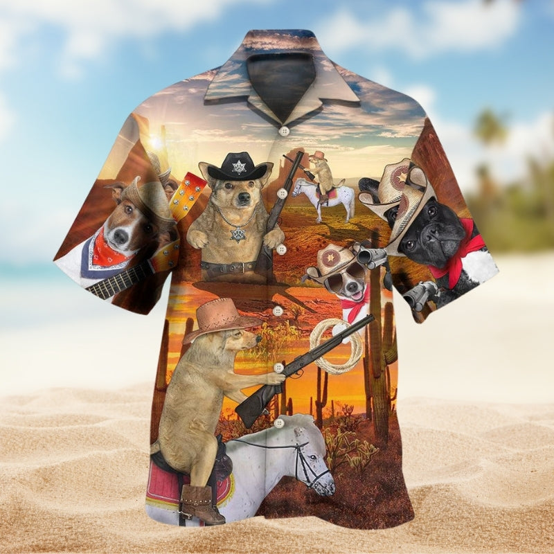 Cowboy Dog Companion Hawaiian Shirt For Resort Holiday And Easygoing Fashion