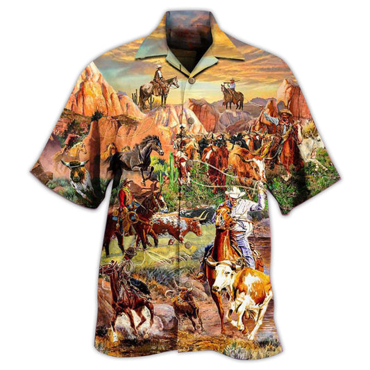Cowboy Freedom Life Style Mountain Hawaiian Shirt For Summer Vacation Beach Travel And Relaxed Casual Wear