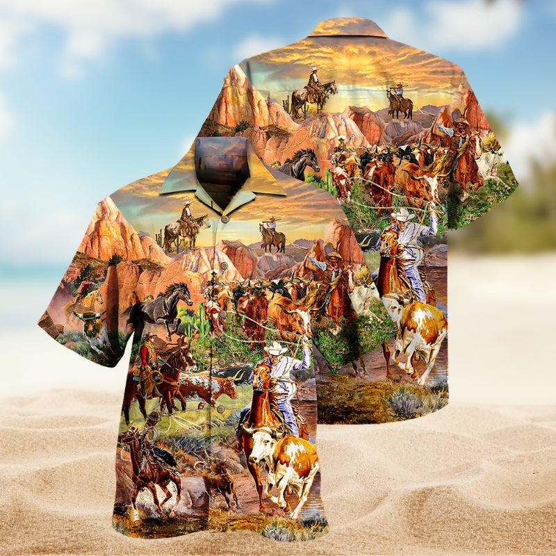 Cowboy Classic Western Hawaiian Shirt For Vacation Cruise And Easygoing Fashion