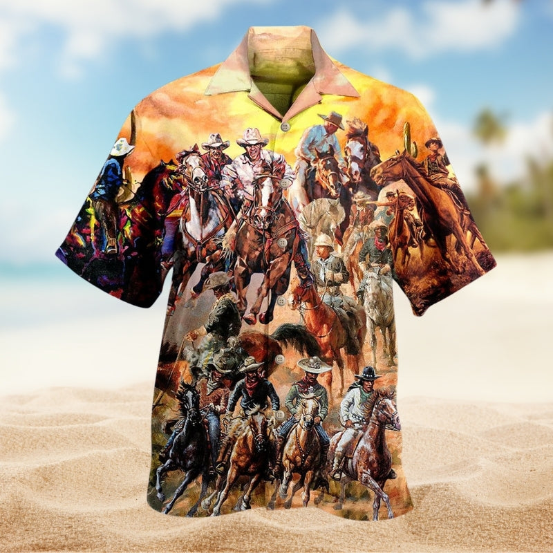 Cowboy Timeless Western Hawaiian Shirt For Island Getaway And Relaxed Summer Style