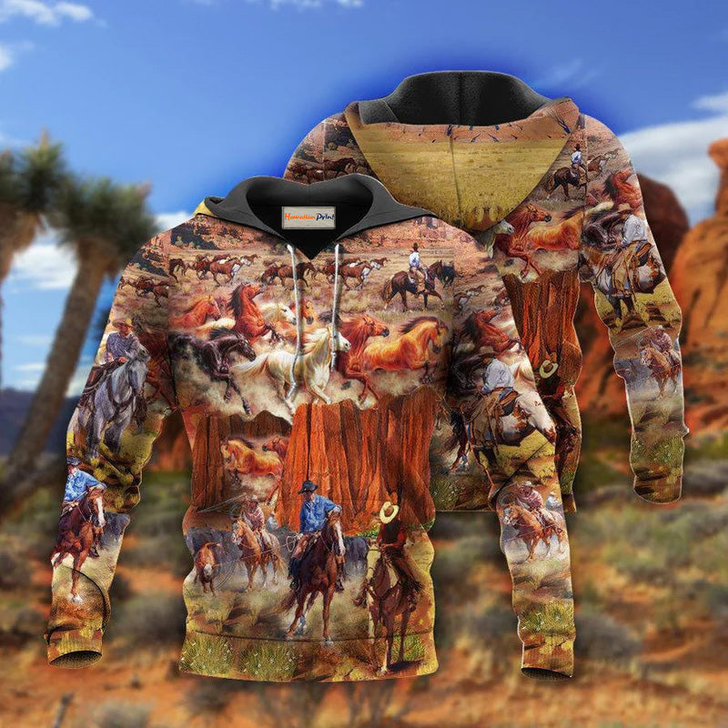 Cowboy Loves Horse Hoodie For Country Lifestyle Outdoor Trips And Relaxed Everyday Wear