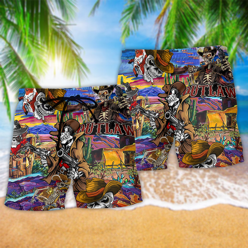 Cowboy Pirates Skull Love Life Colorful Hawaiian Beach Shorts For Rodeo Fans And Coastal Travel