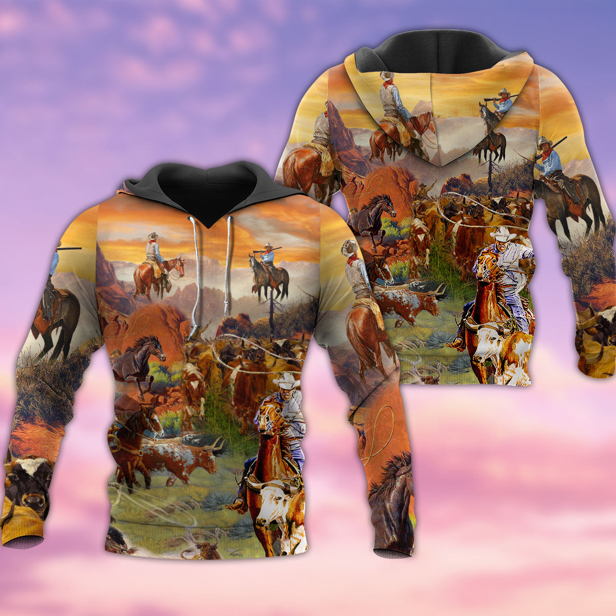 Cowboy Grassland Mountain Life Hoodie For Equestrian Enthusiasts Casual Wear And Weekend Travel