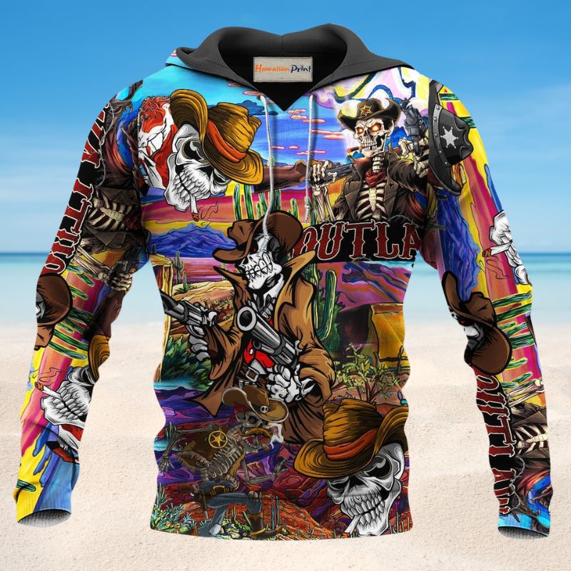 Cowboy Pirate Skull Hoodie For Western Events Outdoor Activities And Everyday Styling
