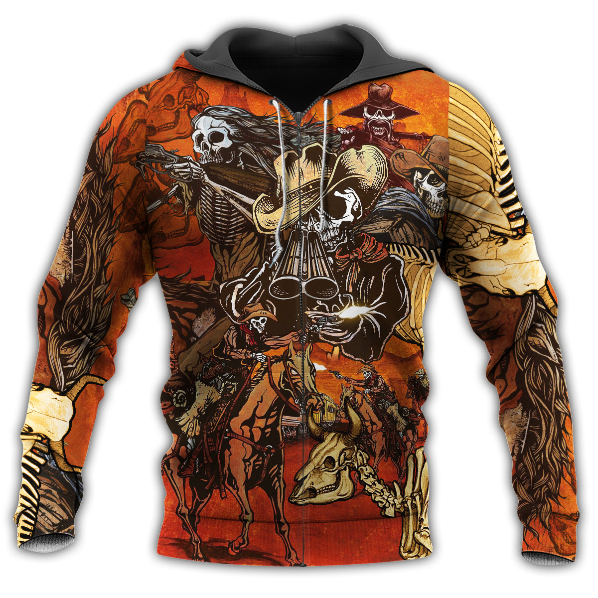 Cowboy Skull War Hoodie For Rustic Casual Looks Outdoor Events And Comfortable Layering
