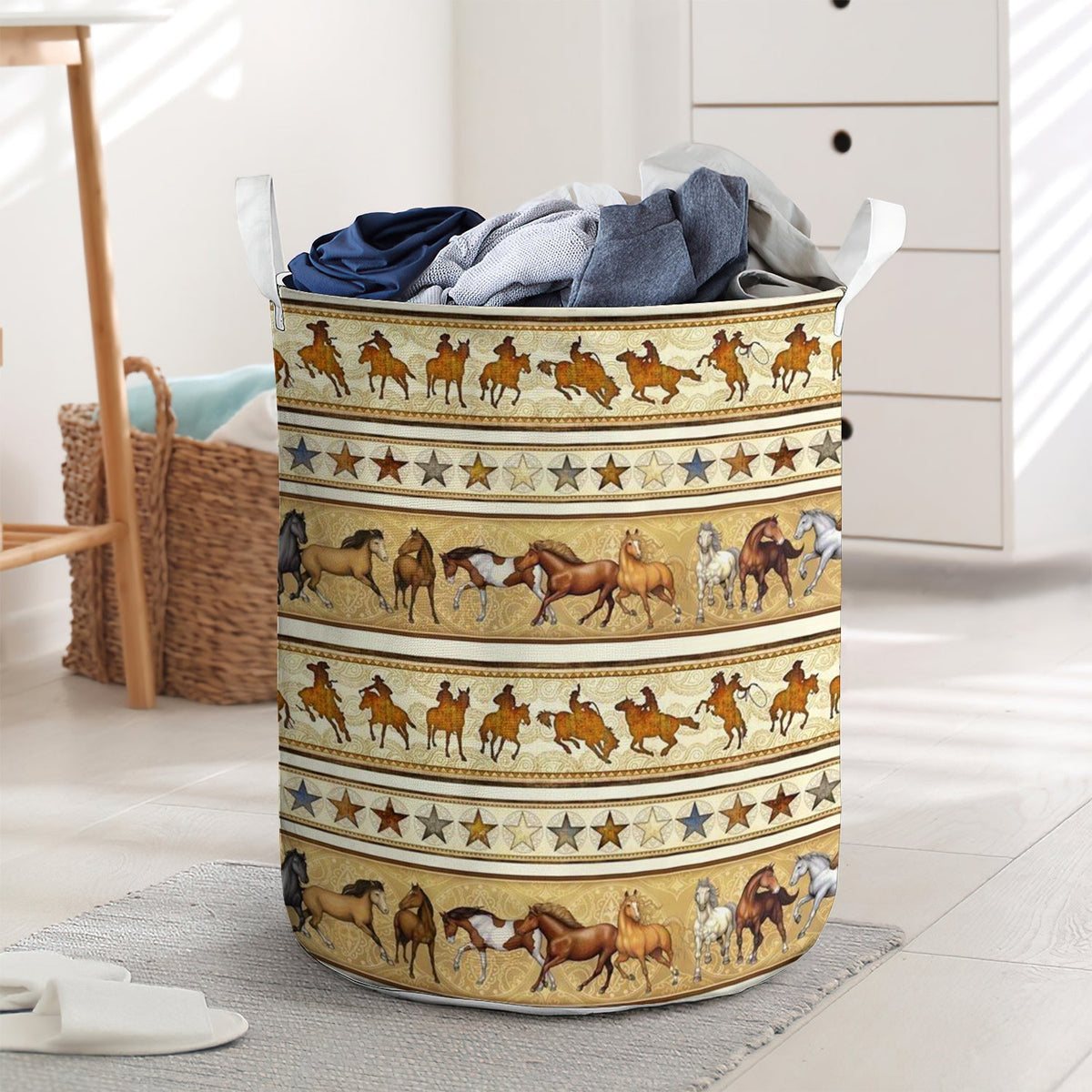 Cowboy Pattern Laundry Basket For Bathroom Bedroom Storage