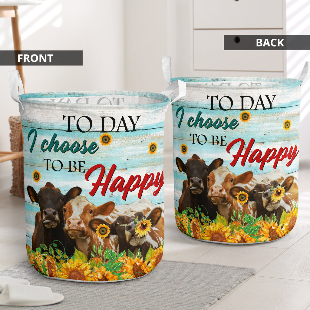 Cow Choose Happy Laundry Basket For Room Home Organizer