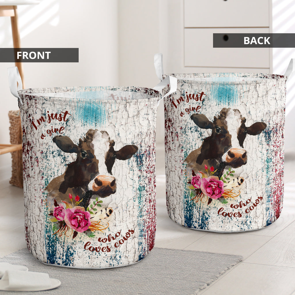 Cow Grunge Wood Laundry Basket For Room Home Organizer