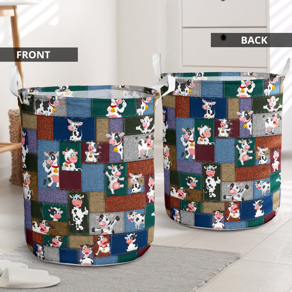 Cow Little Happy Laundry Basket For Room Home Organizer