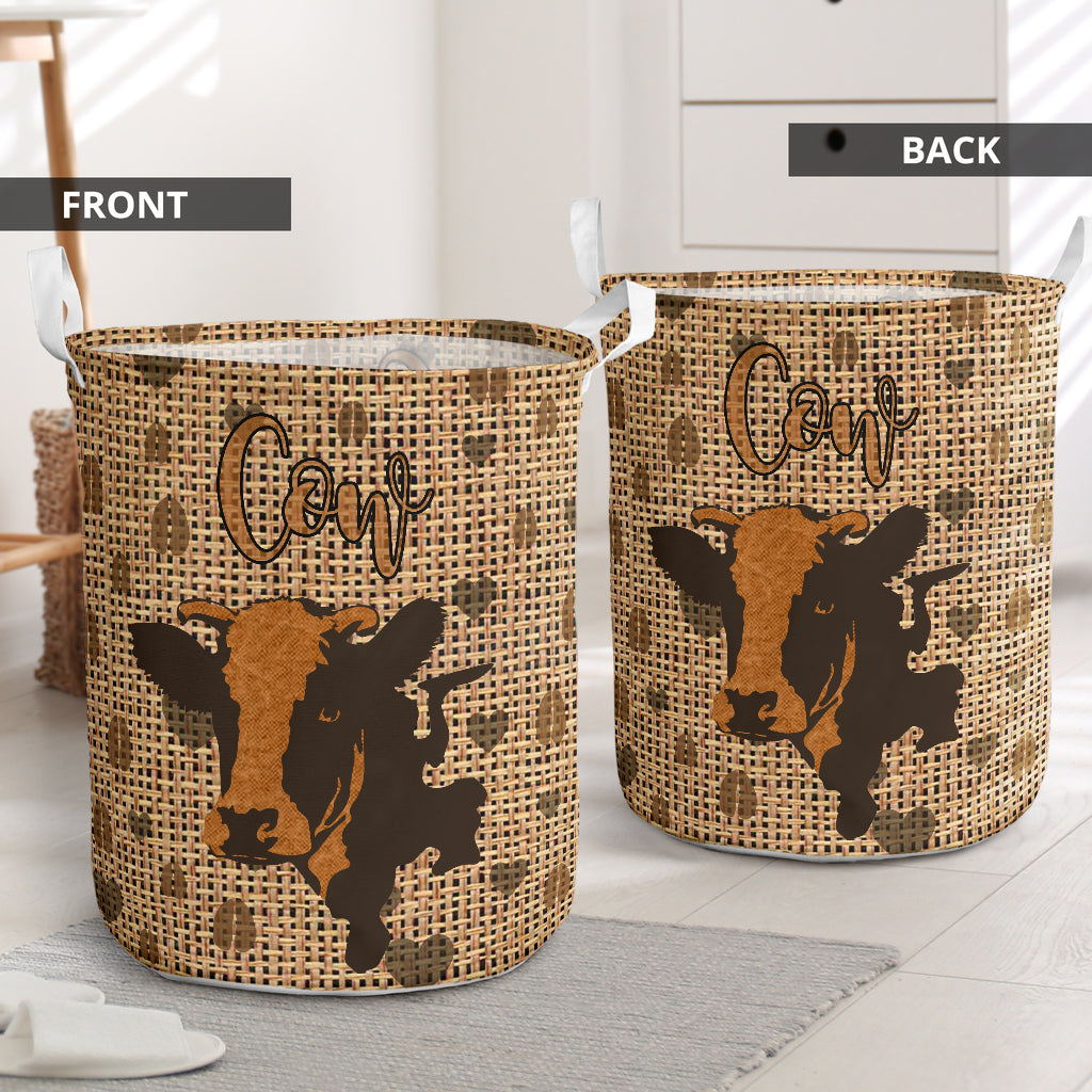 Cow Heart Brown Laundry Basket For Room Home Organizer