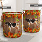 Cow Maple Leaves Laundry Basket For Room Home Organizer
