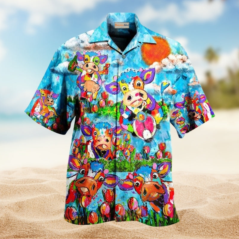 Funny Surfing Dog Beach Hawaiian Shirt Front Pattern View For Warm Weather Events