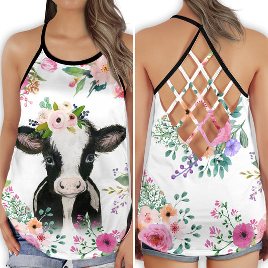 Cow Love Farm Life Cute Animal Hollow Tank Top For Yoga Workouts And Casual Wear