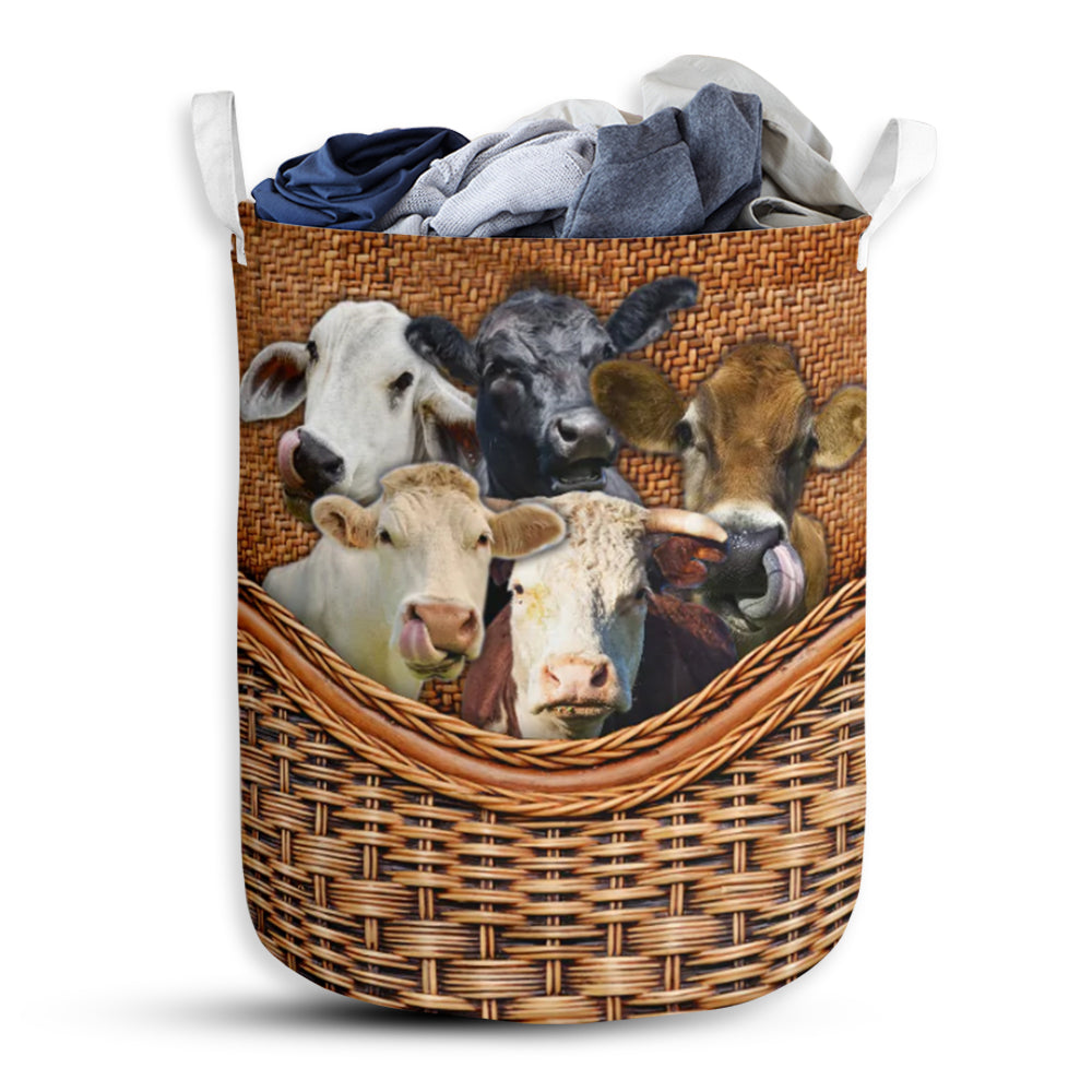 Cow Rattan Texture Laundry Basket For Bathroom Bedroom Storage