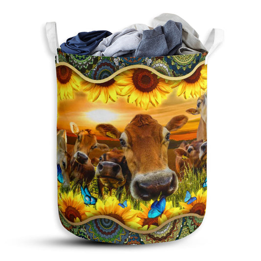 Cow Sunflower Mandala Laundry Basket For Bathroom Bedroom Storage