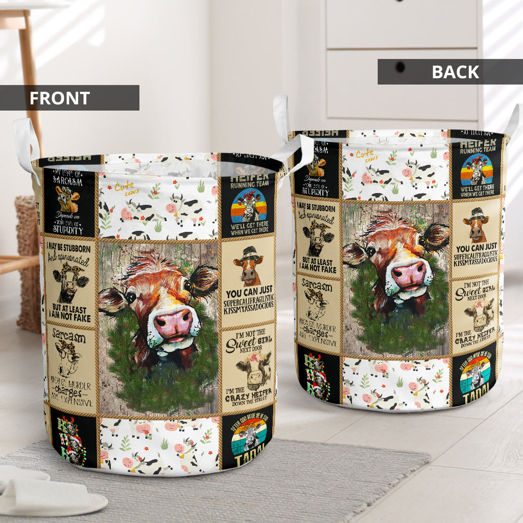 Cow Ta Da Laundry Basket For Room Home Organizer