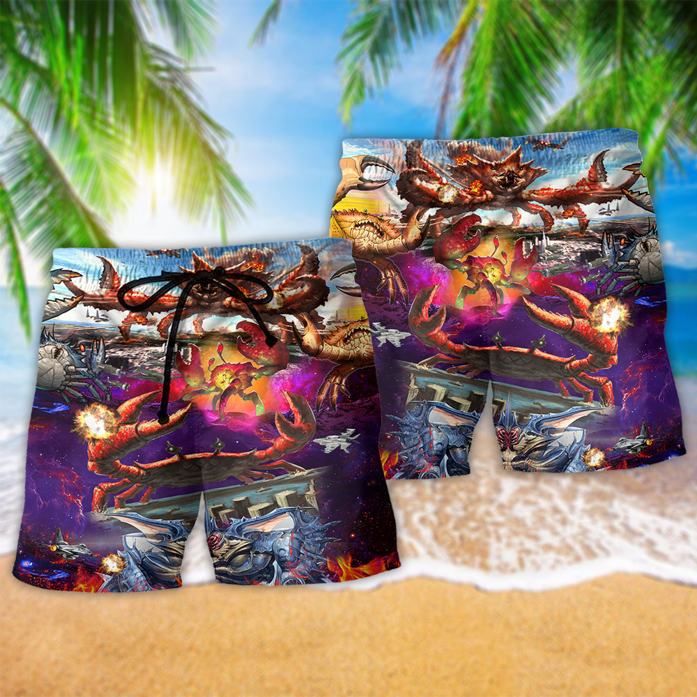 Crab King Battle Beach Shorts Pattern Detail For Holiday Travel And Everyday Comfort