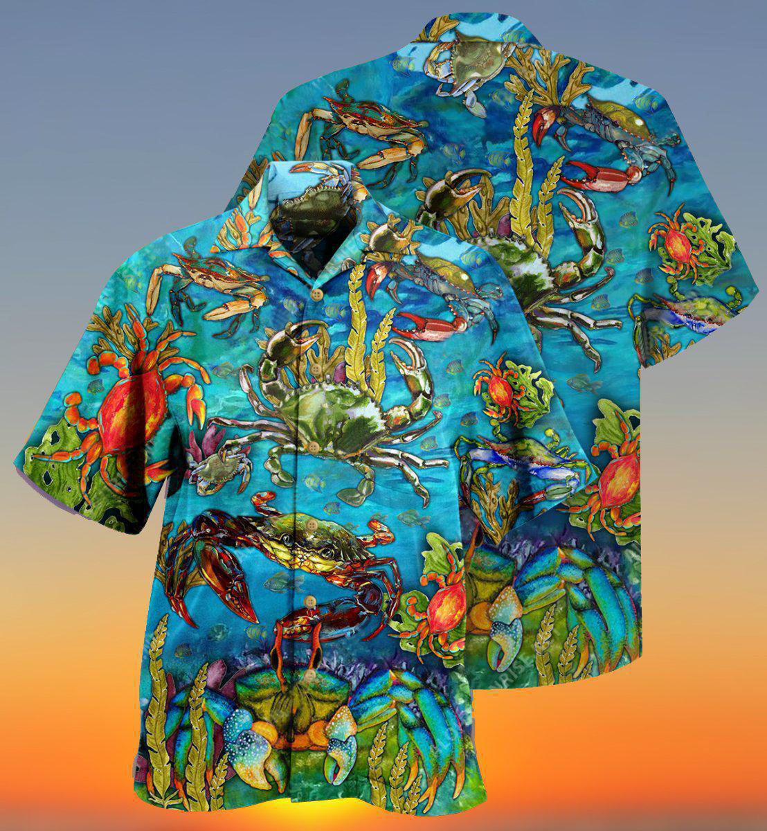 Crab Hawaiian Shirt With Detailed Graphic For Island Vacation Beach Days And Thoughtful Gifting