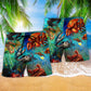 Crab Let's Get Cracking Hawaiian Print Beach Shorts For Ocean Lover Vacation Wear
