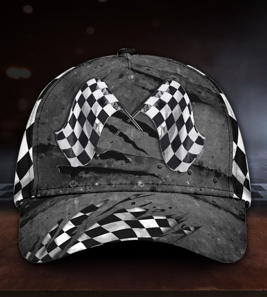 Racing Flag Crack Motorsport Classic Cap For Beach Travel Outdoor Events And Relaxed Casual Wear