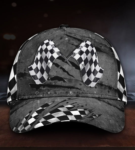 Racing Flag Crack Motorsport Classic Cap For Beach Travel Outdoor Events And Relaxed Casual Wear