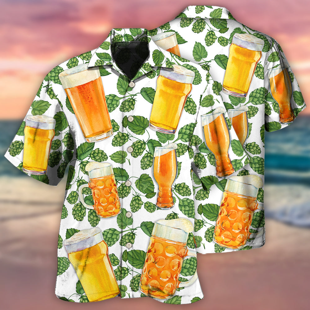 Craft Beer Pattern Hawaiian Shirt For Tropical Holidays, Outdoor Gatherings, And Everyday Comfort