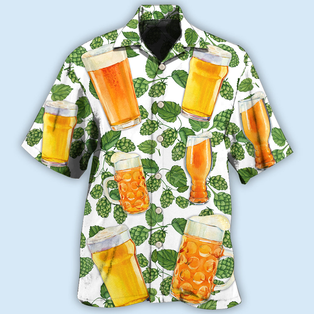 Craft Beer Pattern Hawaiian Shirt For Tropical Holidays, Outdoor Gatherings, And Everyday Comfort