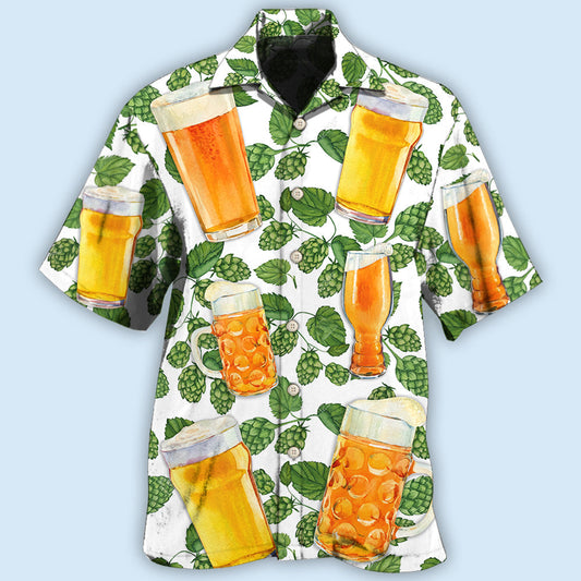 Craft Beer Pattern Hawaiian Shirt For Tropical Holidays, Outdoor Gatherings, And Everyday Comfort