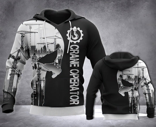 Black Crane Operator Hoodie For Casual Streetwear Travel And Everyday Comfort