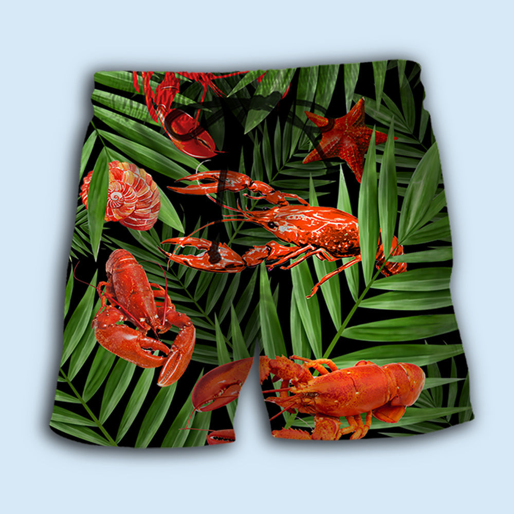 Crawfish Tropical Leaf Delicious Meal Beach Shorts Design Detail For Resort And Beach Day Style